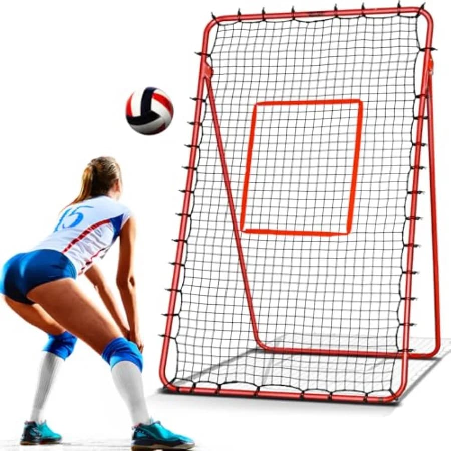 Rete da pallavolo rimbalzante 7x4FT con angolo regolabile, attrezzatura per allenamento di pallavolo per colpi, blocco, servizio e passaggio, facile da montare V