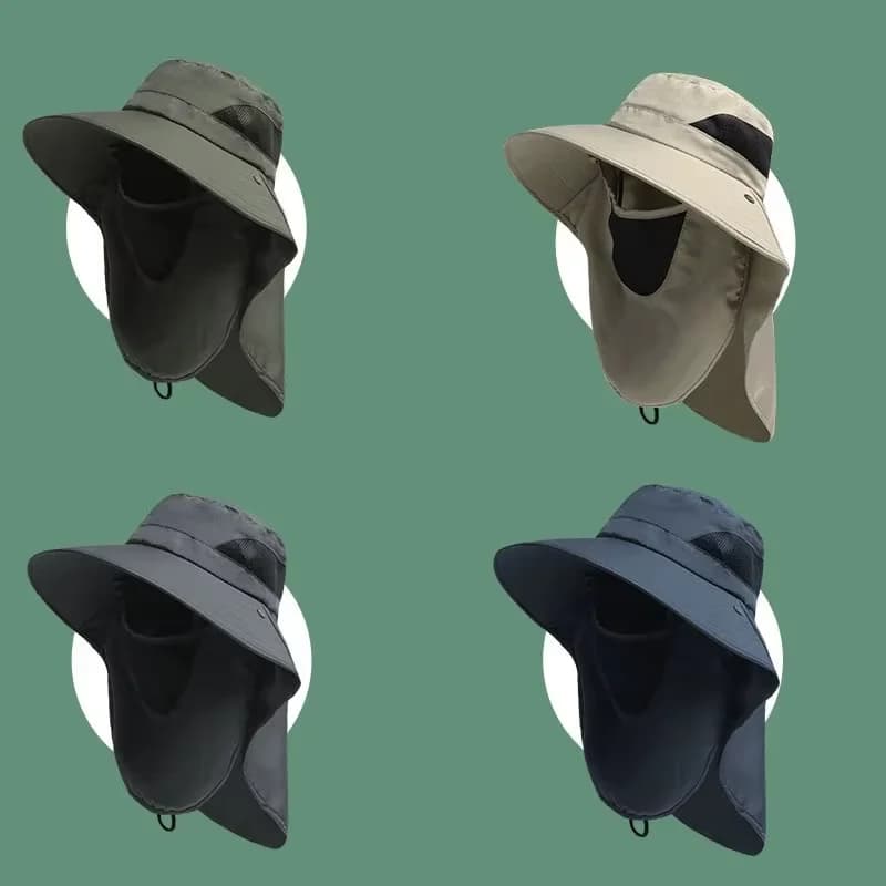 Cappelli da sole estivi Protezione UV Berretto da pesca da caccia all'aperto per uomo Donna Escursionismo Campeggio Visiera Cappello da pescatore Cappello da pescatore con patta al collo