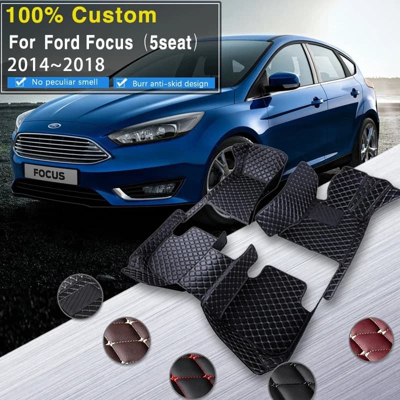 Tappetini per auto 3D per Ford Focus Mk III 3 2014 ~ 2018 Tappetini anti-sporco Tappetini per auto Set completo Tappetino impermeabile Accessori auto Non-sl
