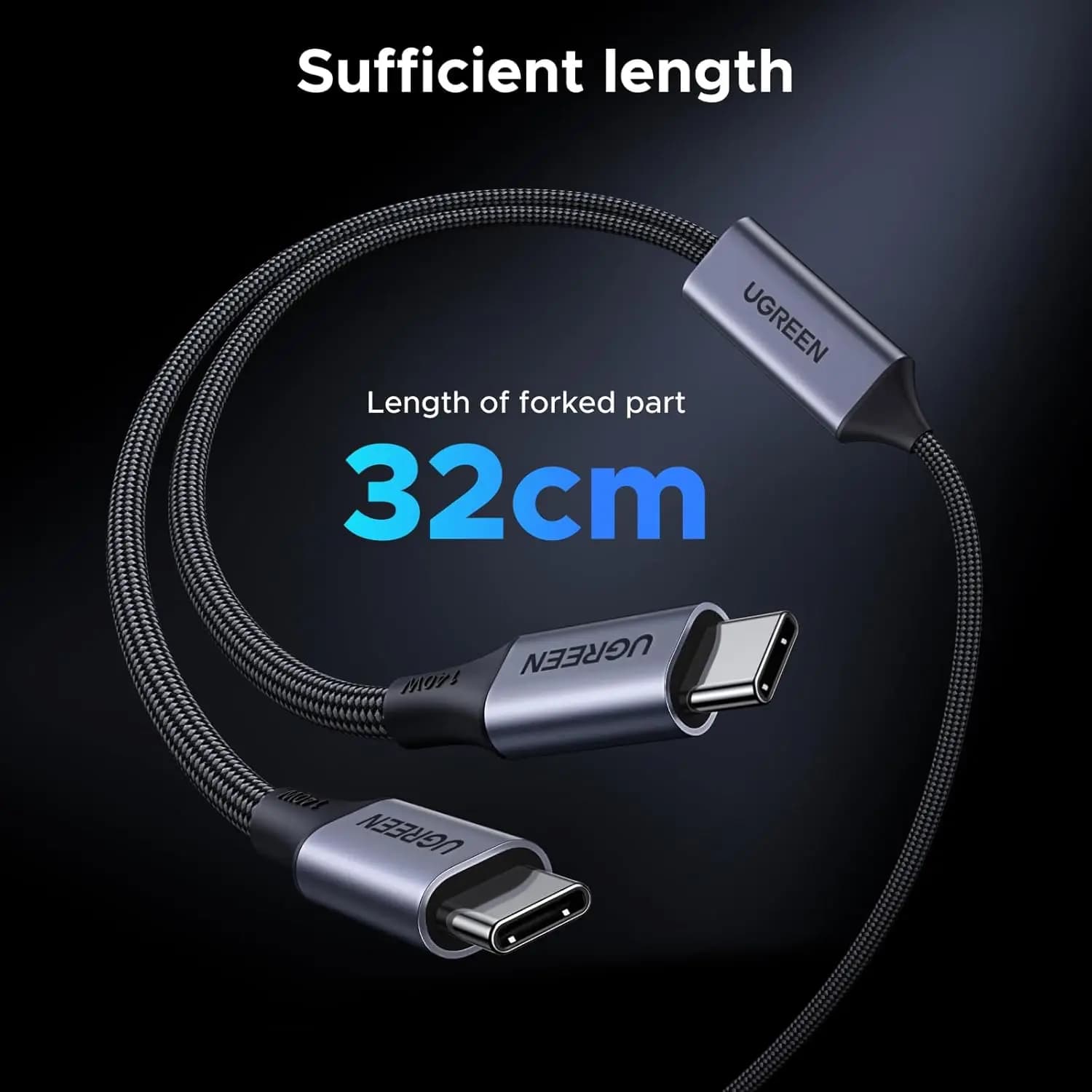 USB C UGREEN cable from 140 W, USB C cable to USB C 2 in 1 from 5 feet, fast charging for iPhone 17/17 Pro Max/16/15 Series