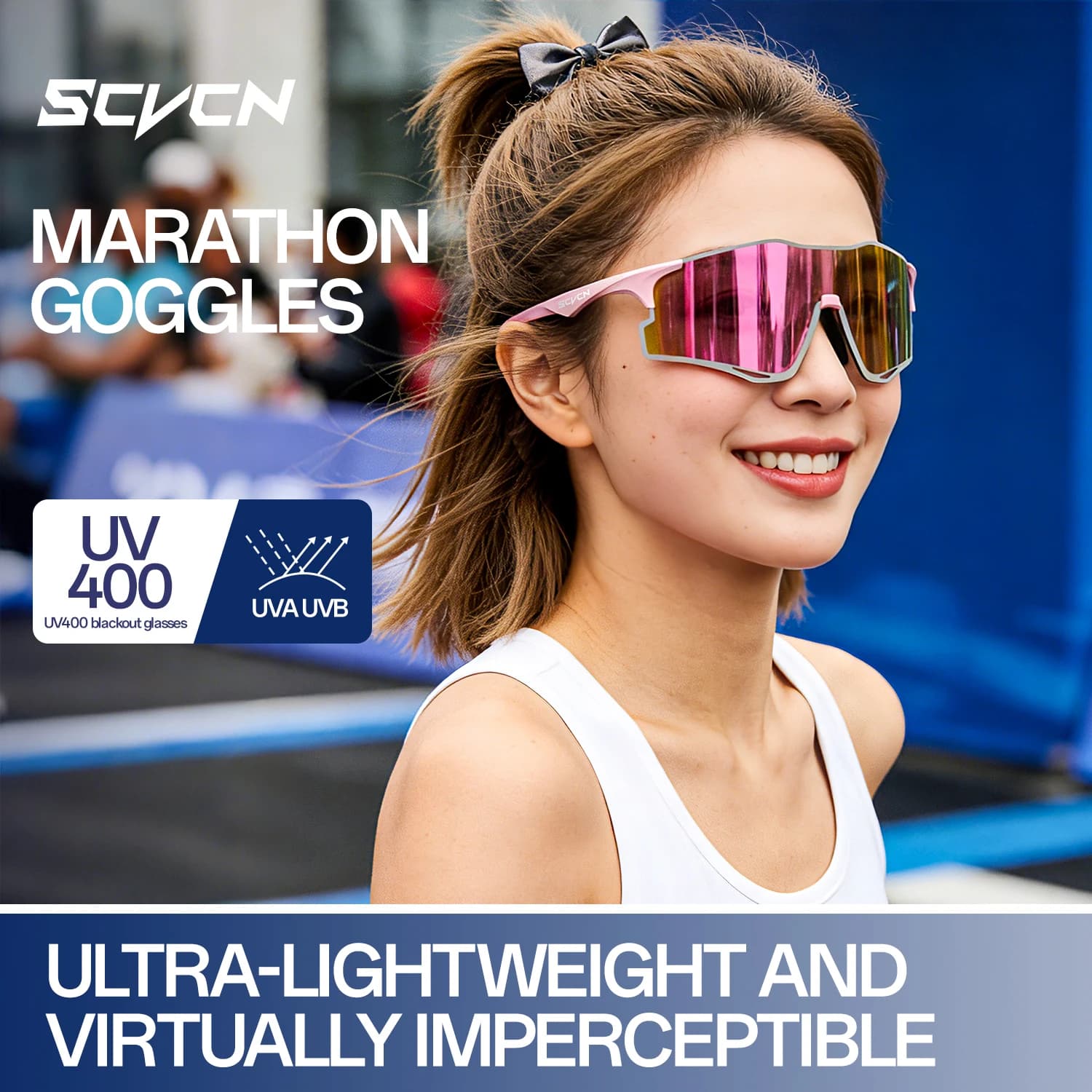 Occhiali da Sole SCVCN per Corsa, Unisex, Ultraleggeri per Maratona, Sport all'Aperto, Ciclismo, UV400, Escursionismo, Lenti Fotocromatiche
