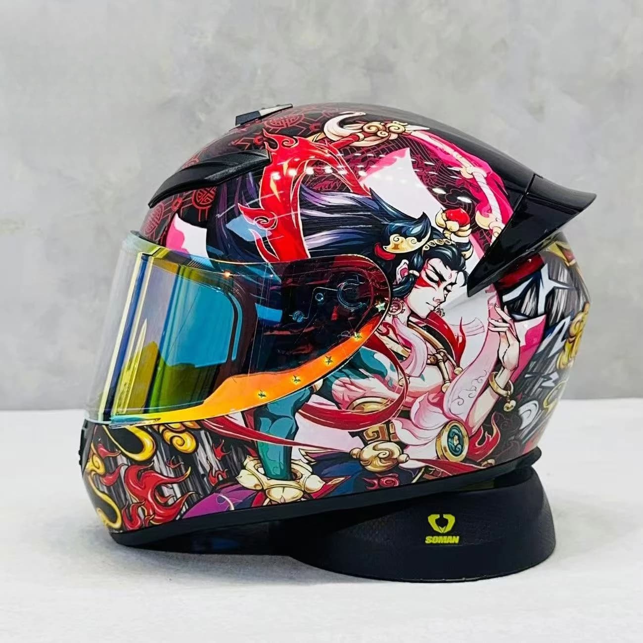 Casco moto integrale modello Nezha ad alta definizione Doppia sicurezza approvata con interno confortevole per motociclista principiante