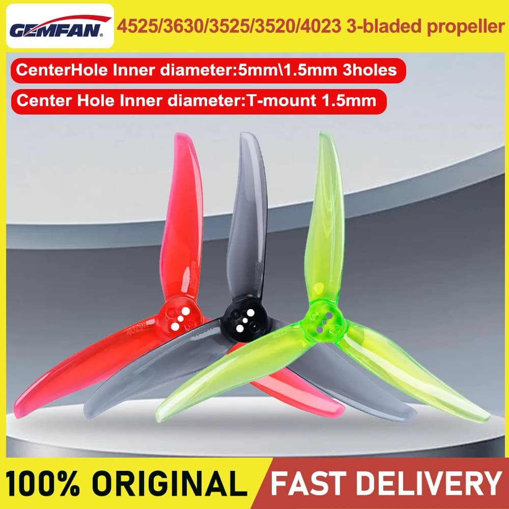 Gemfan 4525/3630/3525/3520/4023 3-bladed Propeller High Tension and Light Weight Using PC Material Suitable for Drones FPV