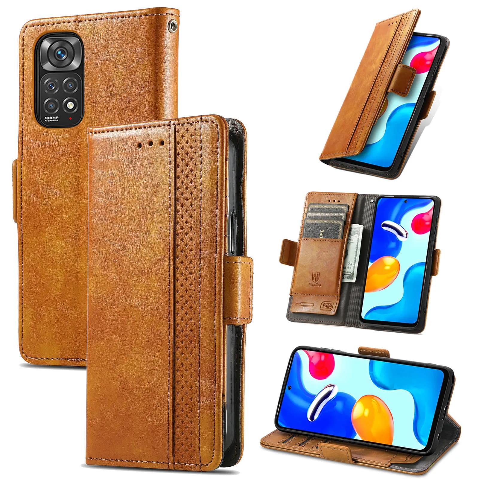 RFID Blocking Leather Flip Case For ZTE Blade A75 A72S A35 A34 V60 V41 Wrieless Charging 3 Cards Wallet Phone Cover