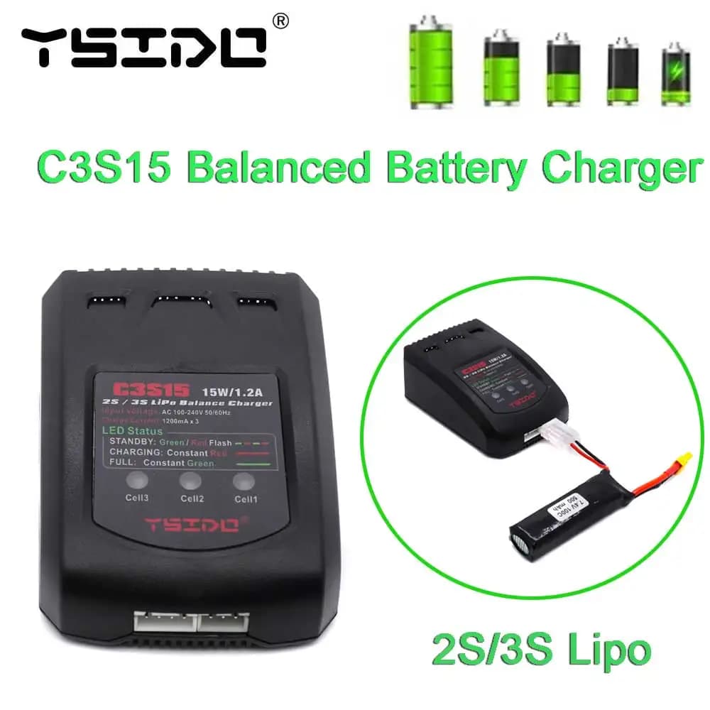Caricabatteria bilanciato C3S15 15W/1.2A spina ue/usa per B3Pro Compact 2S 3S caricabatterie al litio Lipo per elicottero RC