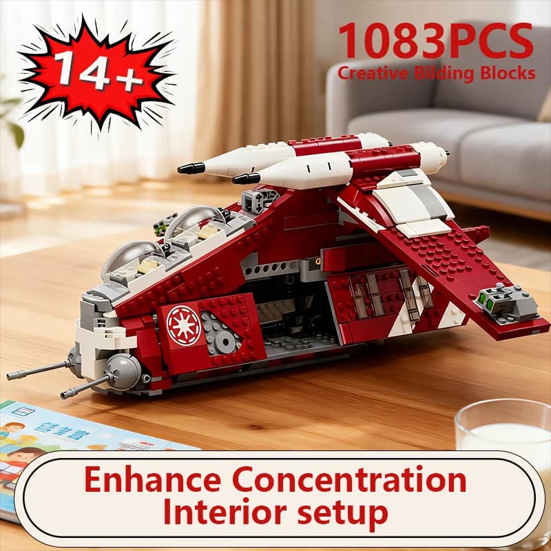 Set di Costruzioni Guerre Spaziali: Nave da Guerra della Guardia di Coruscant (1083 Pezzi) - Kit MOC da Collezione, Giocattolo Architettonico Creativo per Bambini e Adulti