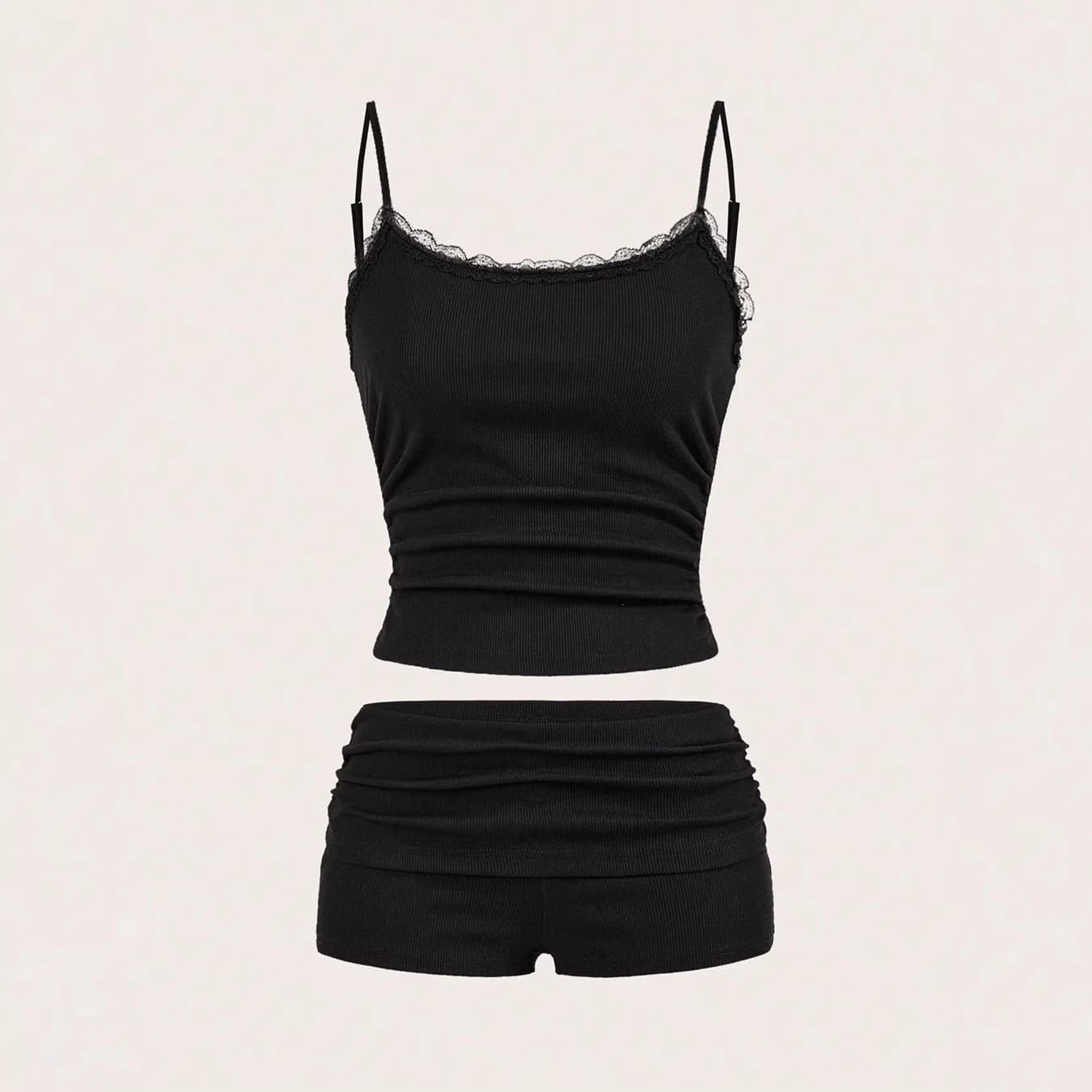 Summer new Y2K T-shirt exposed navel sexy clothing lace lace vest women's two-piece top