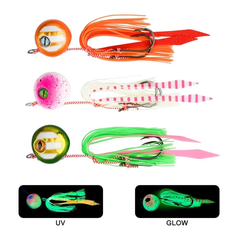Esca Artificiale Luminosa Bionica in Metallo da 60/80g per Jigging, per la Pesca a Lenza Lenta di Snapper, Grouper, Orata in Acqua Salata - Attrezzatura da Pesca per Barca