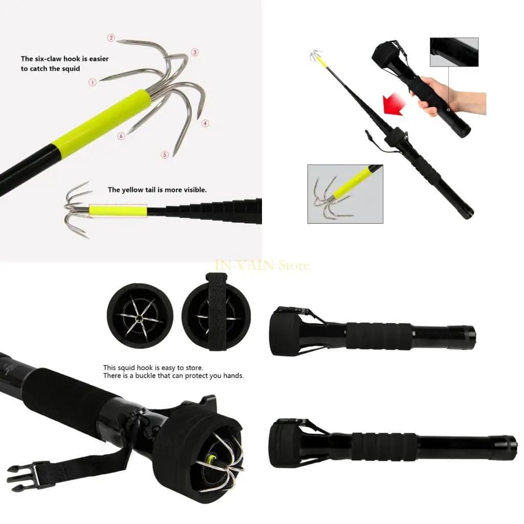 M5TC Pinza contrattile telescopica per calamari Gancio per calamari professionale a sei artigli per calamari Gaff Attrezzatura