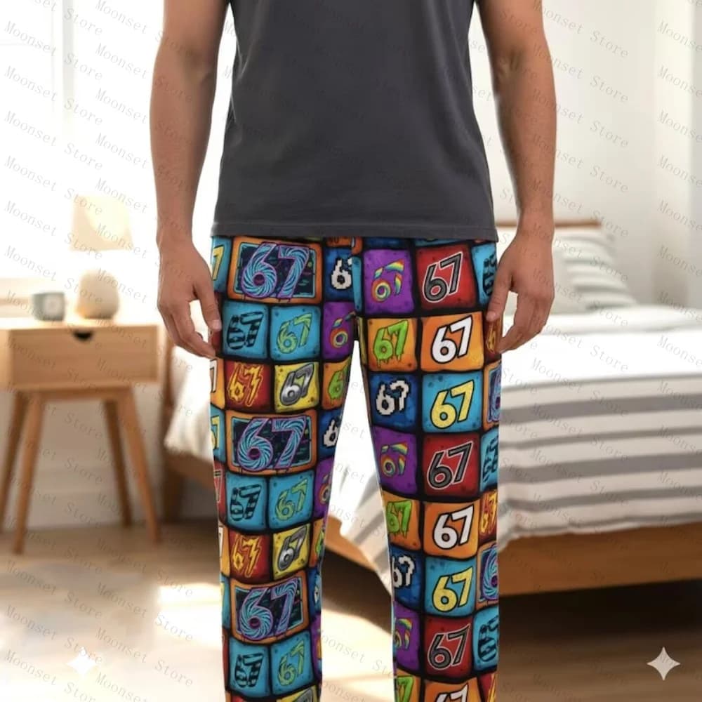 67 Meme Six Seven Women's Pajama Pants Pajamas Gift for Him Pajama Bottoms Milk Silk Casual and comfortable Men's trousers