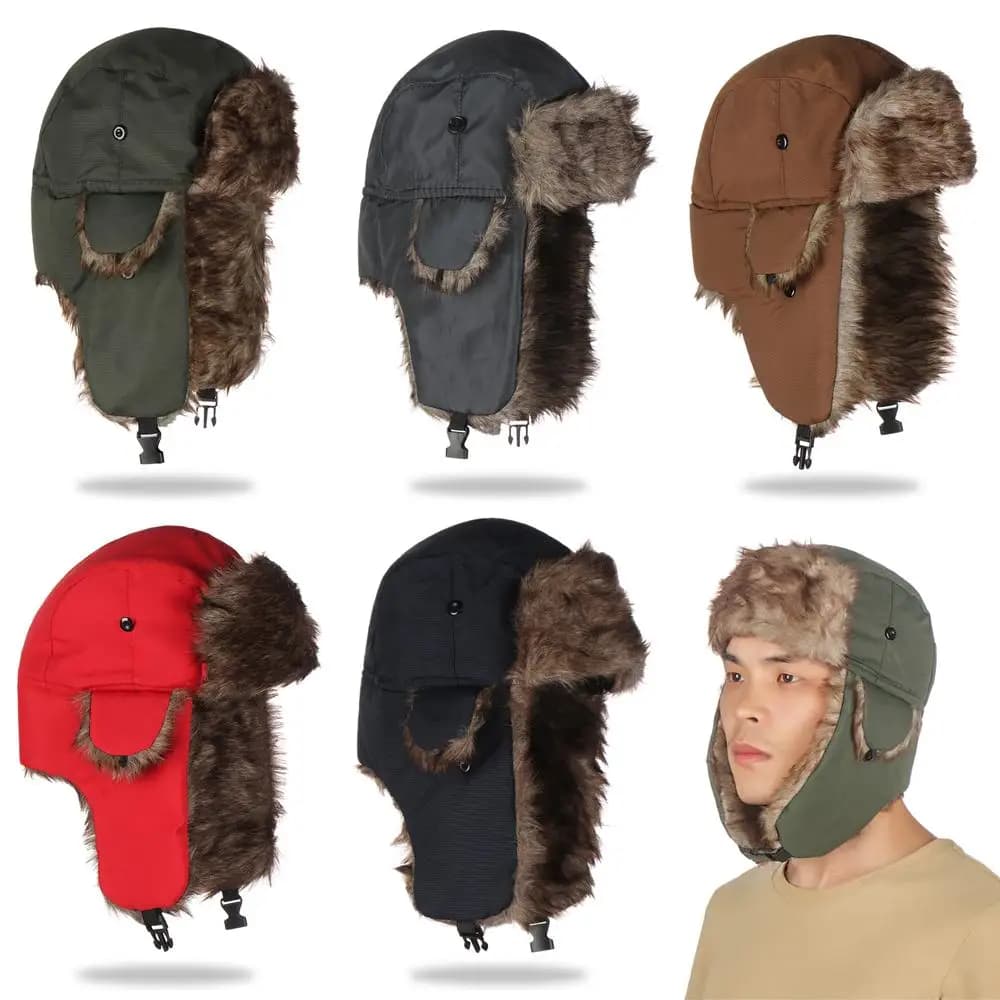 Uomo Donna Fur Trapper Cappello da sci Berretto invernale Cappelli invernali Colbacco russo