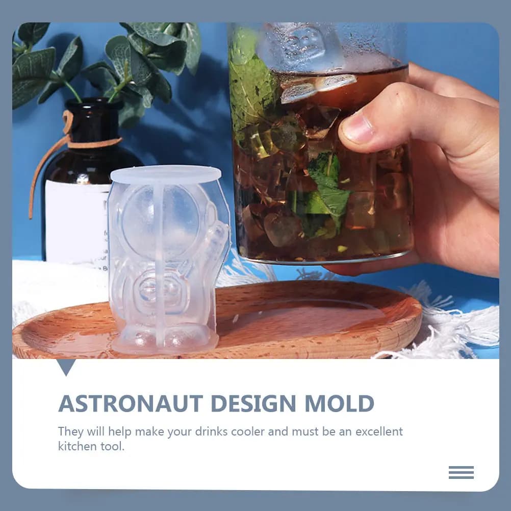 Stampo per Ghiaccio a Forma di Astronauta in Silicone Alimentare Premium, Strumento Fai-da-Te per Bevande Fredde, Stampi per Cioccolato, Decorazioni Artigianali