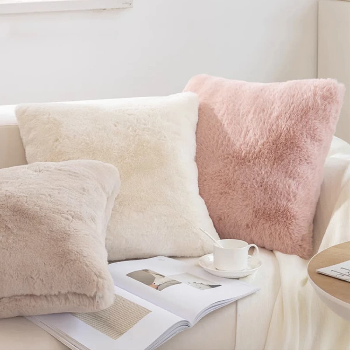 Federa per cuscini in peluche da 1 pezzo, federa per cuscini ultra morbida in pelliccia sintetica, fodera per cuscino decorativa in peluche calda di lusso