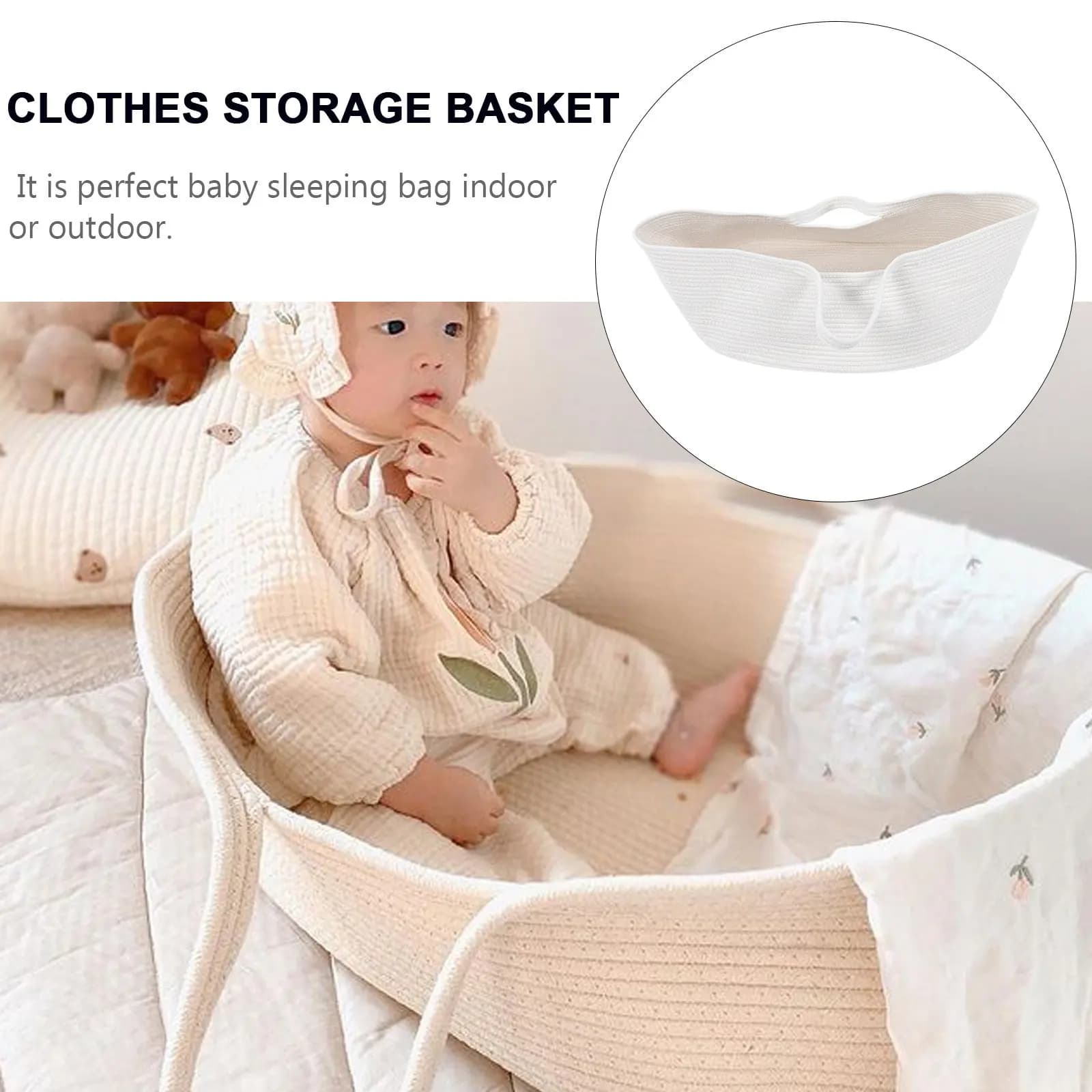 1Pcs Baby Sleeping Basket Portable Cotton Woven Storage Basket for Diaper Organizer Clothes Cosmetics Nursery Diaper Storage Bag