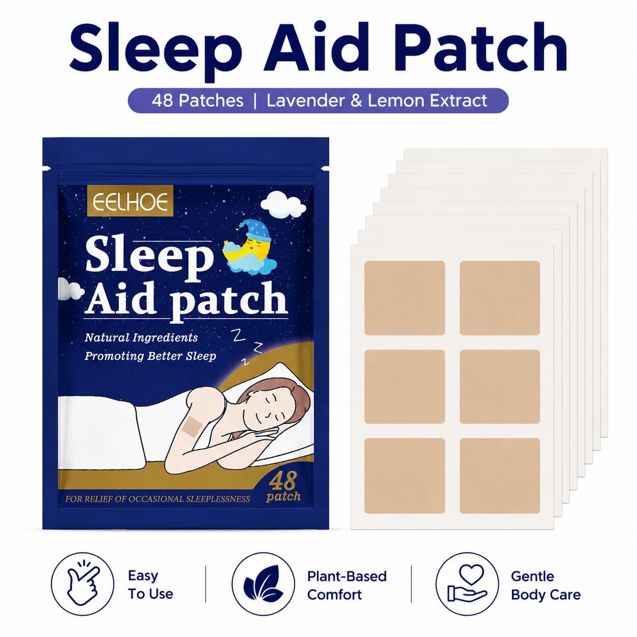 48pcs/bag Sleep Patch Soothes Muscle Tension,Relieves Body Fatigue And Anxiety Sleep Aid Patch Body Care Patch