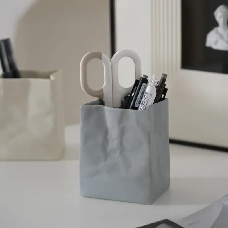 Pentola per pennelli per trucco Scatola portaoggetti in ceramica Scatole per organizer per cancelleria da scrivania Custodie per accessori per ufficio Organizzatori Mobili