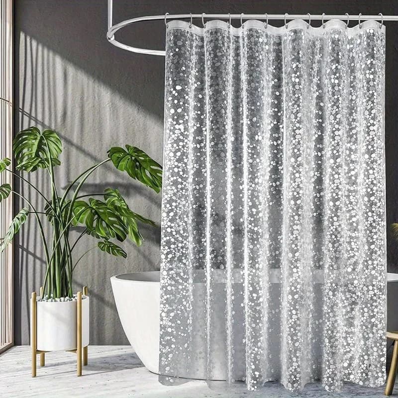 Tenda da doccia EVA moderna con motivo ciottoli 1PC Tenda da bagno traslucida impermeabile a prova di muffa con ganci