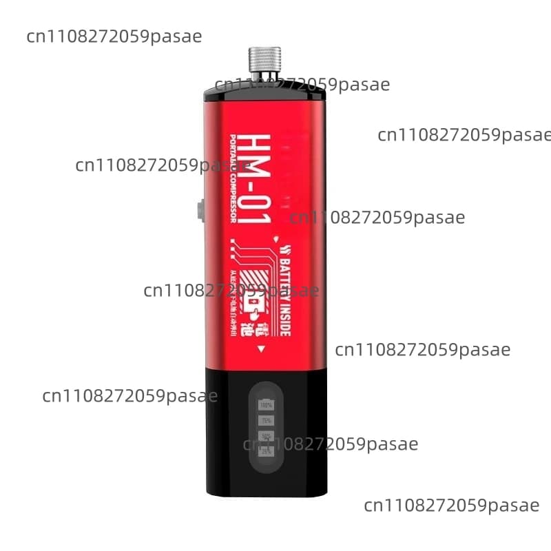 Compressore Portatile HM-01 Nero/Rosso con Batteria Sostituibile, Pompa d'Aria Leggera Ricaricabile, Alimentazione Aria a 4 Valvole