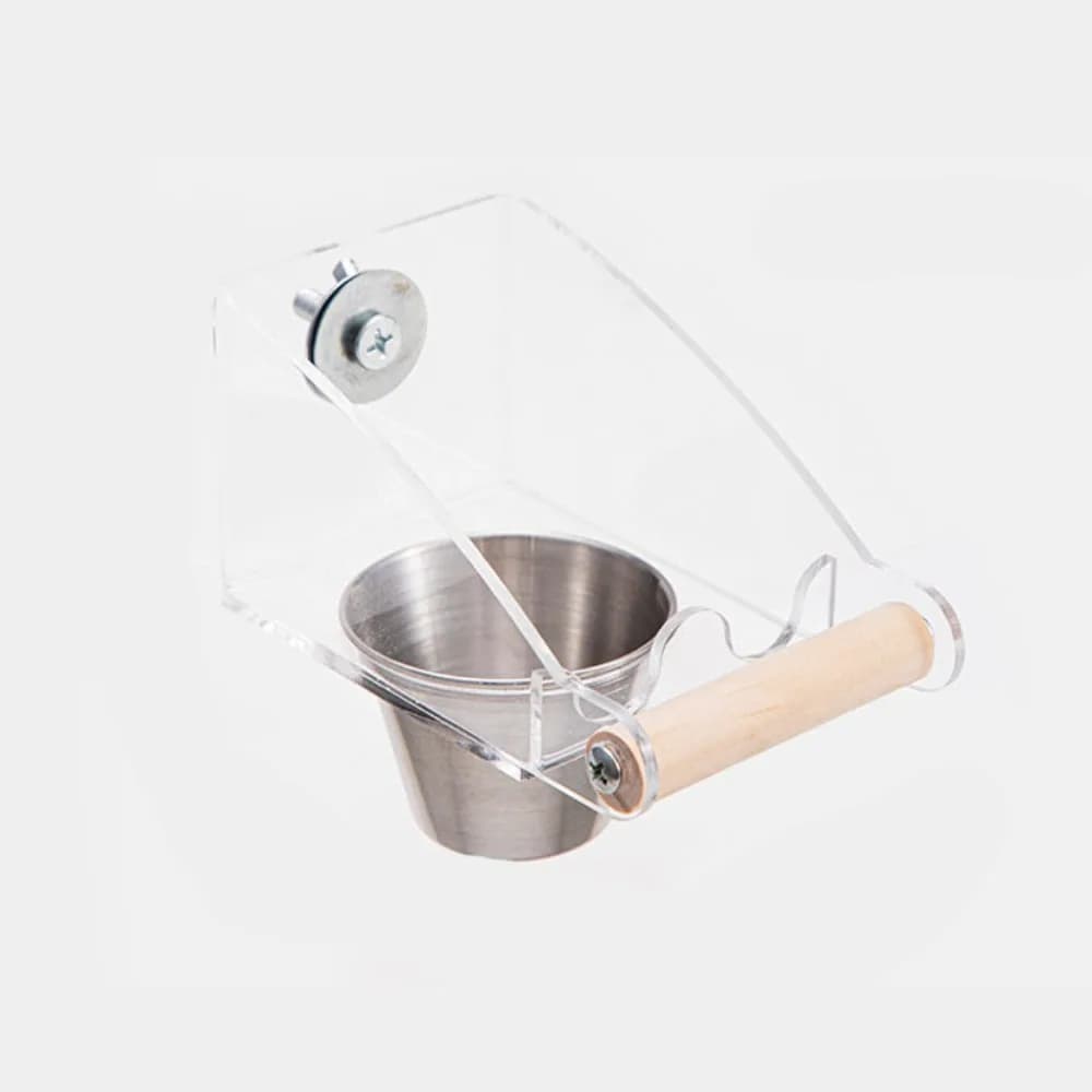 Acrylic Cage Mounted Bird Feeder Large Capacity Anti Splashing Bird Food Dispenser Detachable Anti-spread Parrots Food Container