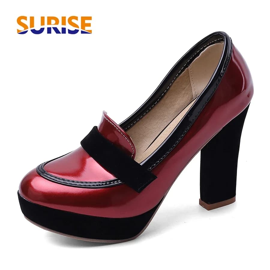 Moccassini with gold red painted leather plateau, with high heel and often, for autumn spring, parties, office, woman's slip-on with strap, round tip, elegant