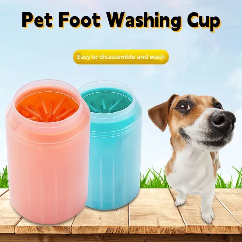 Custom Logo Soft Silicone Dog Paw Cleaner Cup Portable Pet Foot Washer Mud Remover with Cat Claw Cleaning Brush for Puppy