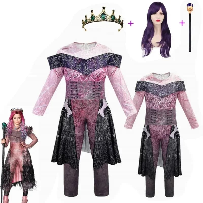 Premium Outfit Queen of mean descendants 3 Mal/Evie Bertha Maleficent Cosplay Audrey Costume Halloween