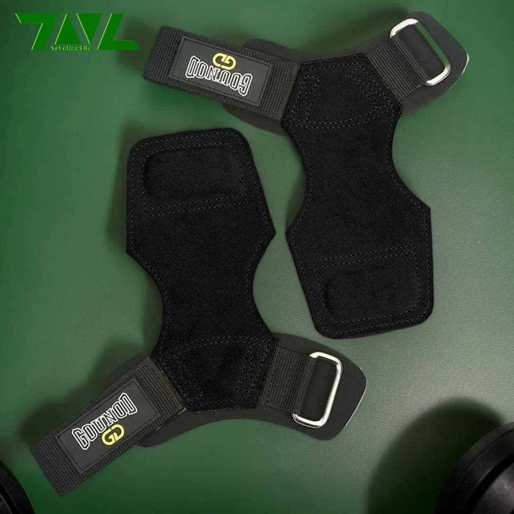 1 pair of premium leather lifting straps, fitness gloves with gym workout handle, electric groups, stains, tractions