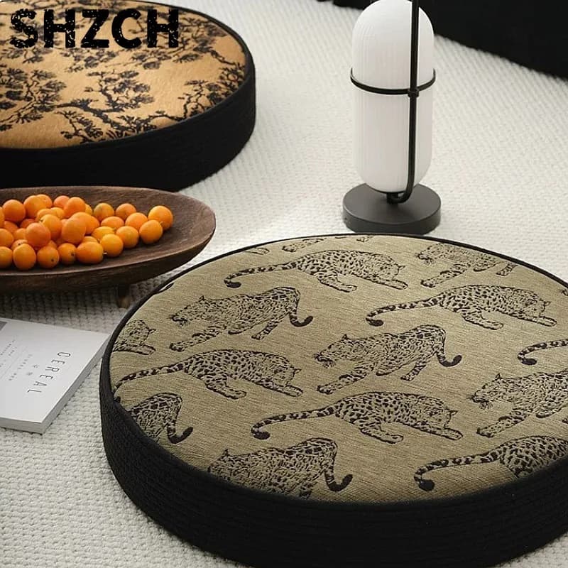Round Floor Cushion Mid Century Modern Tatami Mat Meditation Large Zafu Woven Zen