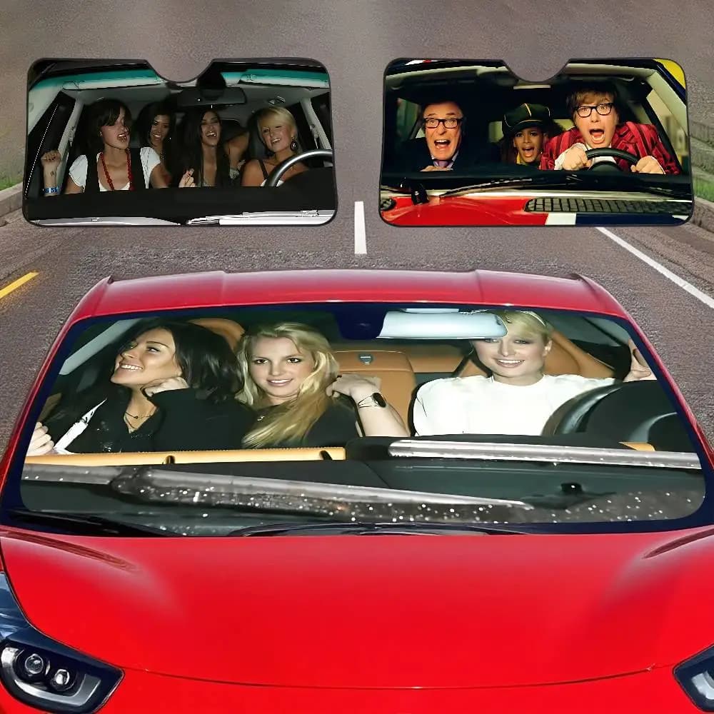 Paris B-Britney L-Lindsay Car Parasol Windscreen Cover for Car Windscreen Sunset Automatic visor Car accessories