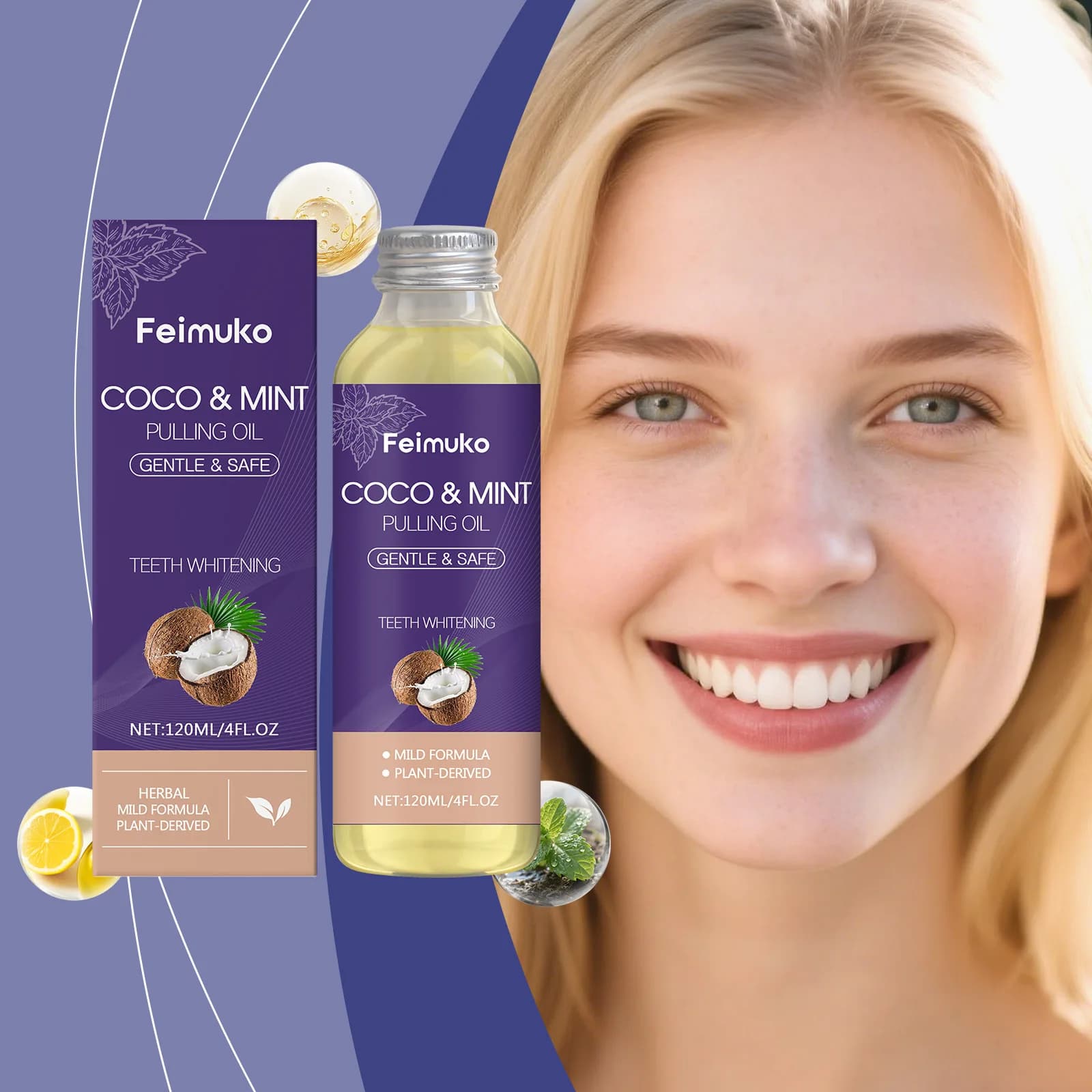 Coconut mint oil Alcohol-free Alcohol-free Gentle cleaning Teeth whitening Fresh oral food Mouth Healthcare