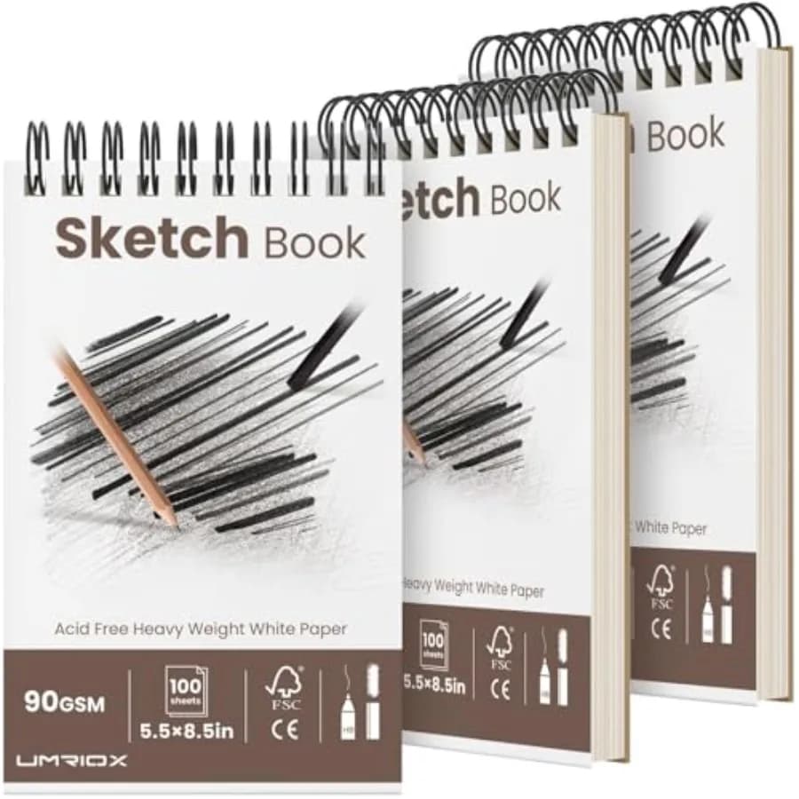 Small Sketchbook, 3-Pack Sketch Pad 100 Sheets Each,Top Spiral Bound Sketchbook, Acid-Free Drawing Paper, Art Drawing Pad for,B