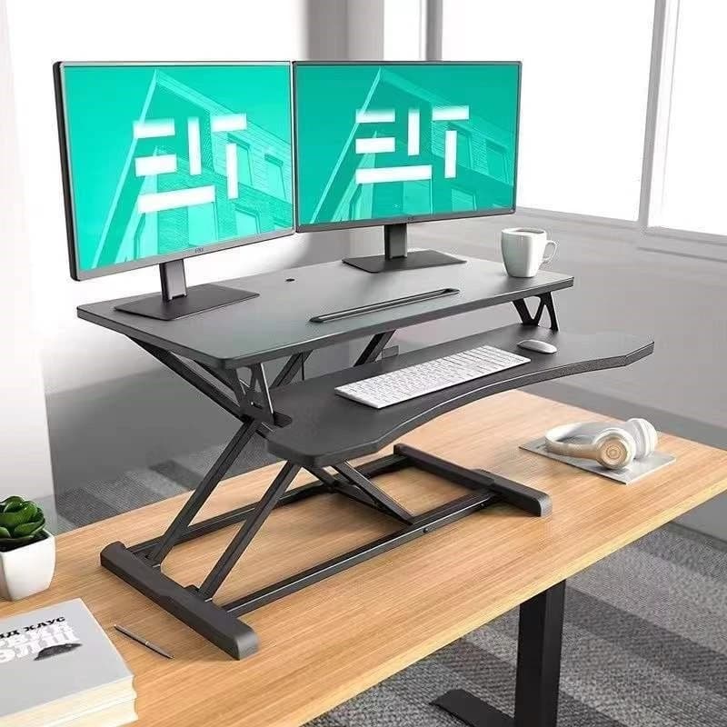 Height Adjustable Folding Standing Computer Desk with Keyboard Tray for Home Office Gaming Lift Laptop Table Stand Workbench