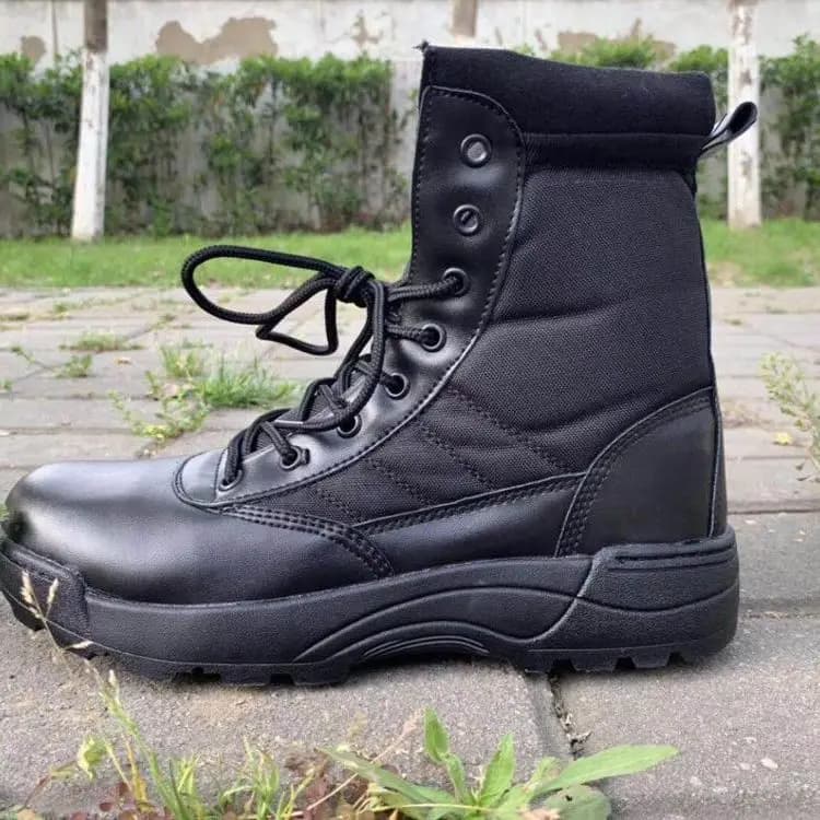 Stivali in pelle nera economici da trekking dell'esercito durevoli