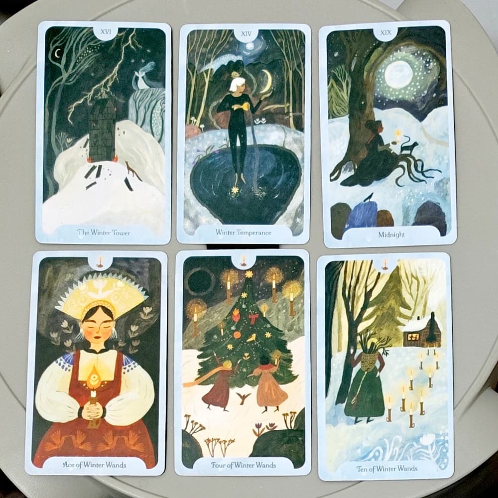10,3*6 cm Seasons of The Witch: Winter Tarot - Mazzo di 78 carte per Yule e Imbolc - Strumento di divinazione con arte popolare