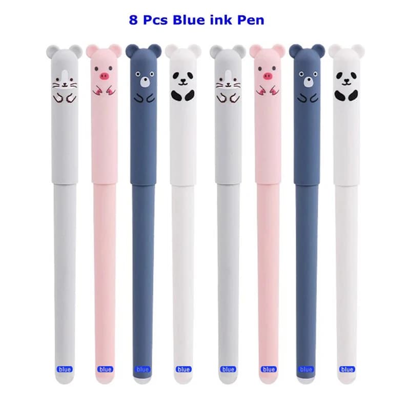 Set di Penne Gel Cancellabili con Simpatici Gatti Cartoon, Penne Lavabili con Motivi Animali Kawaii e Ricariche per Studenti, Scrittura Quotidiana, Cancelleria