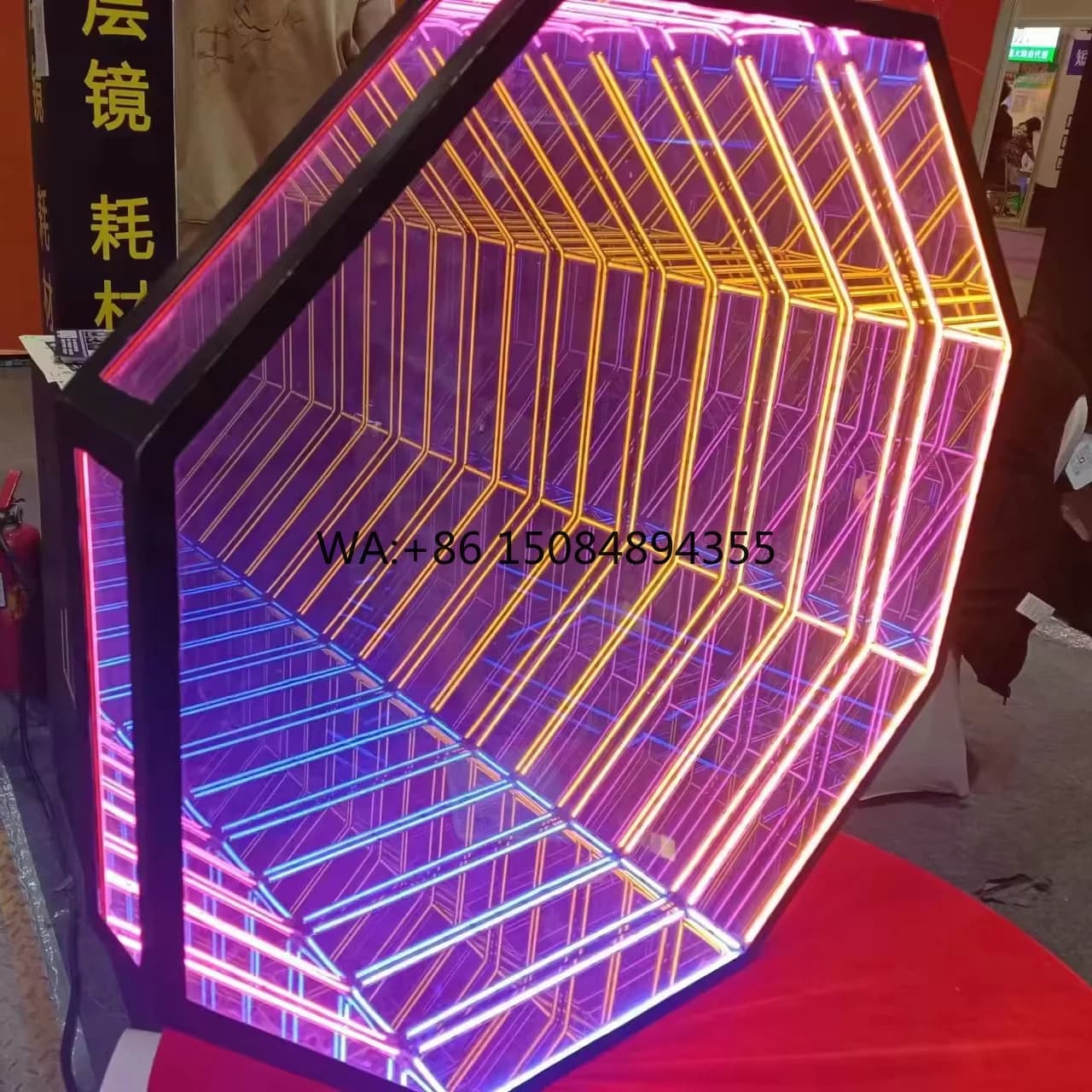 LED Infinity Mirror Neon Sign Abyss Mirror with Extended Effect for Indoor Office Decoration Manufactured LED Illuminated Sign