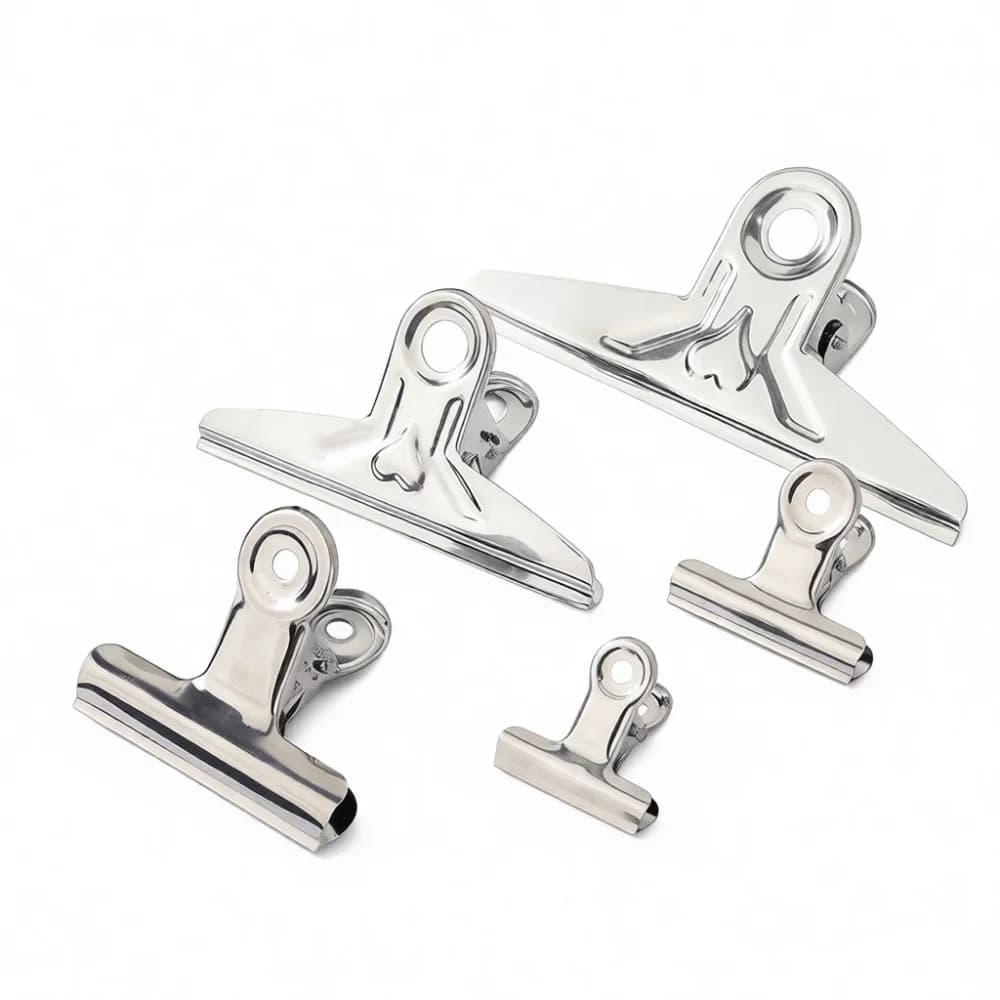 Stainless Steel Binder Clip Metal Office Stationery Folder Paper Organizer Strong Grip Clamp Document File Holding Tool