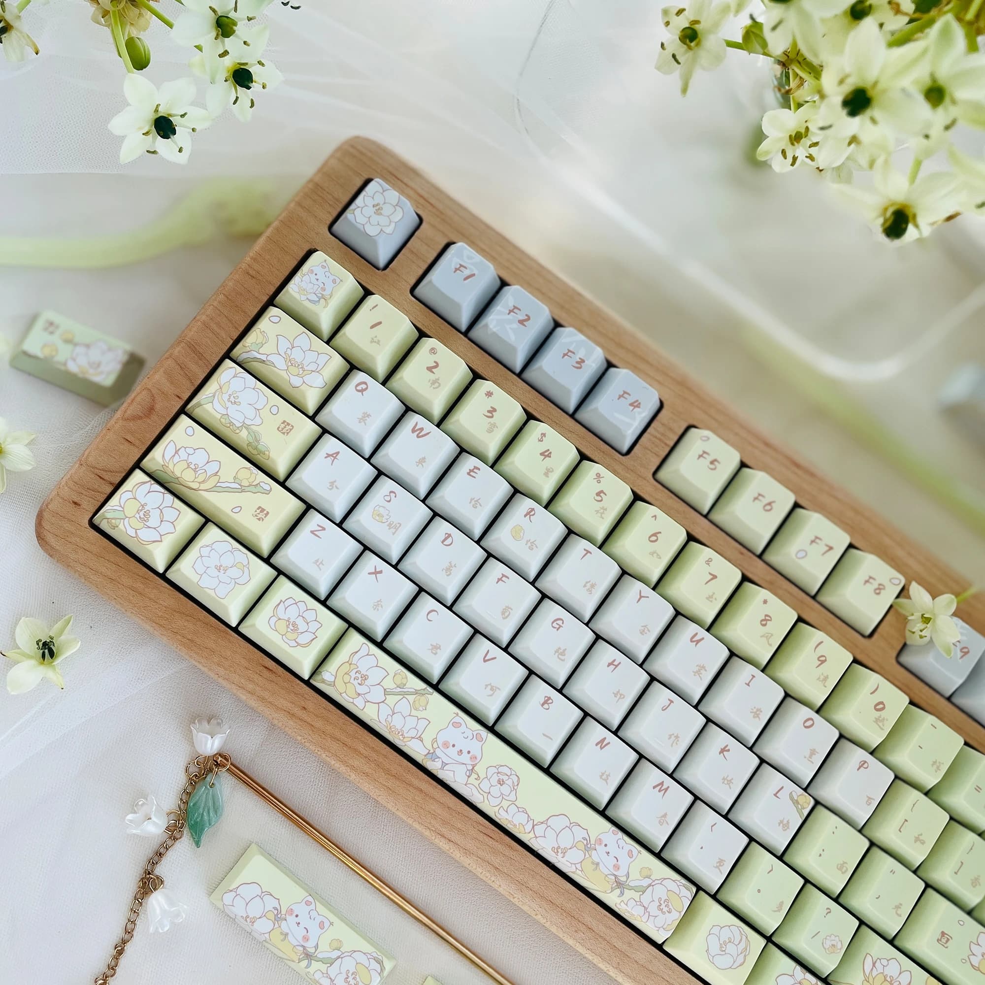 Tappo per tastiera meccanica personalizzato con sublimazione a caldo PBT a tema Snow Flower Rima