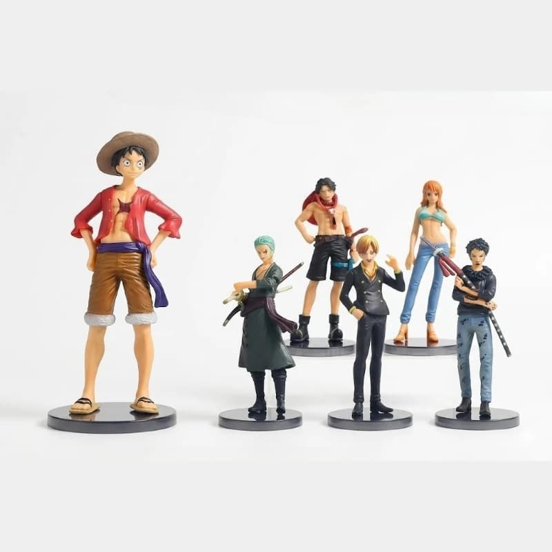 Set di 6 Statuette Anime One Piece, Personaggi Luffy Zoro Ace, Modelli in PVC, Ornamenti da Scrivania, Collezione, Giocattoli per Bambini, Regalo
