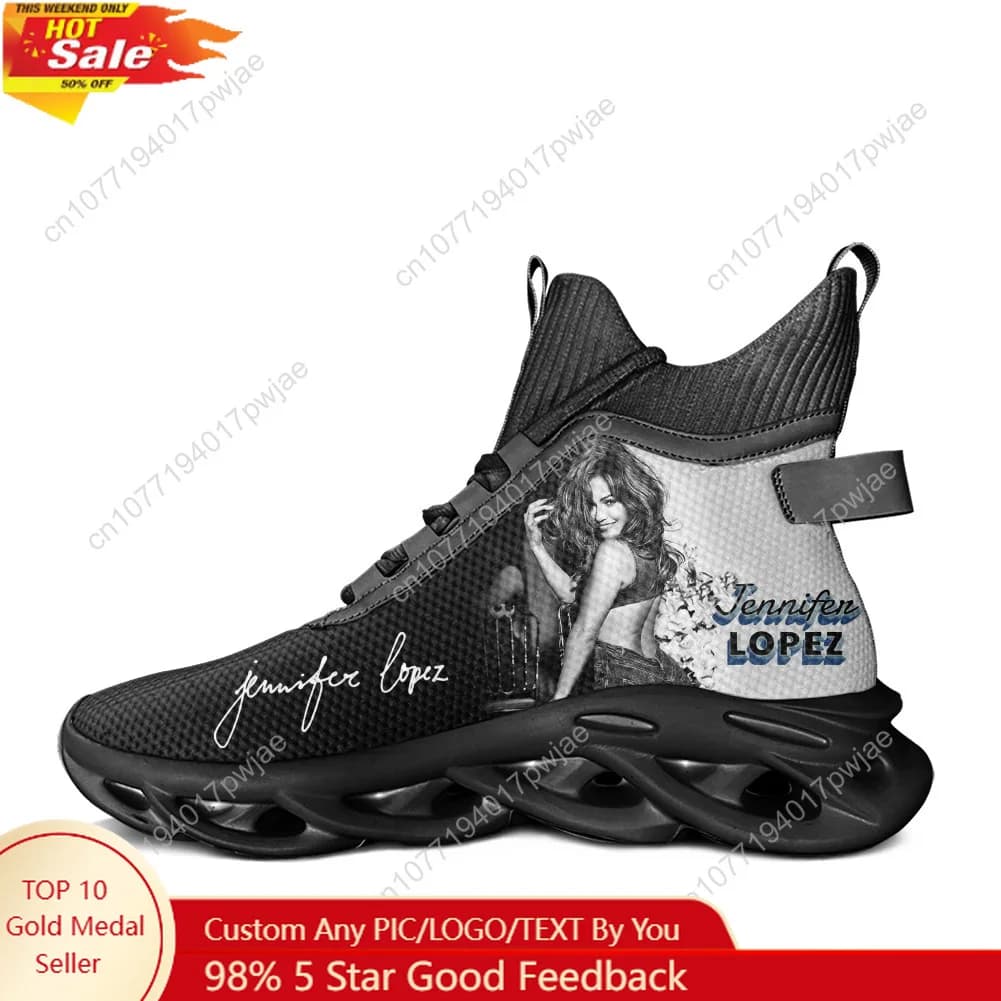 Jennifer Lopez Cantante hip hop Scarpe da ginnastica alte da uomo Scarpe da ginnastica da trekking da donna Scarpe da viaggio Scarpe da corsa casual personalizzate