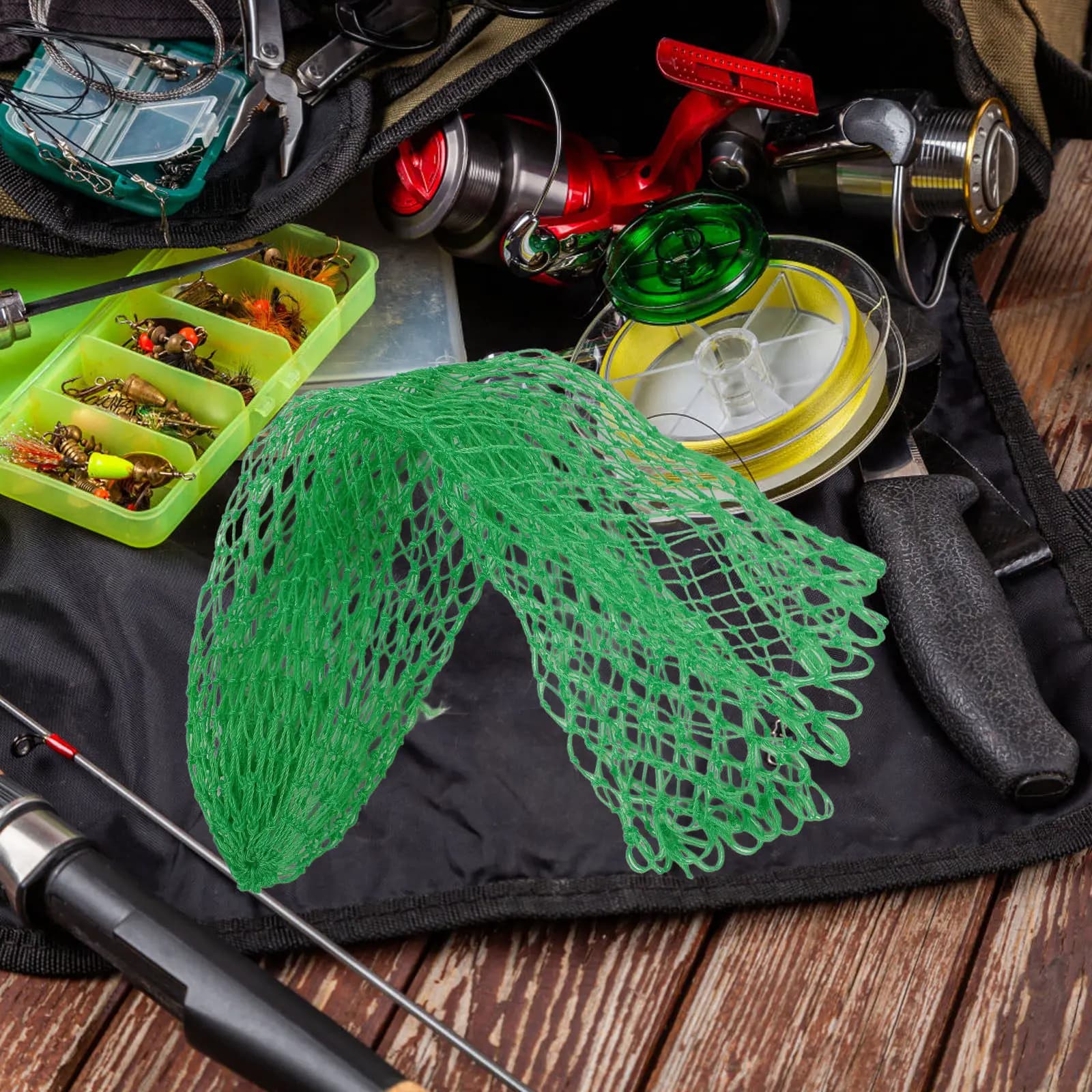 Premium Lightweight Fishing Net Replacement Sturdy Compact Nylon Construction for Saltwater Freshwater Kayak Boat Lake Fishing