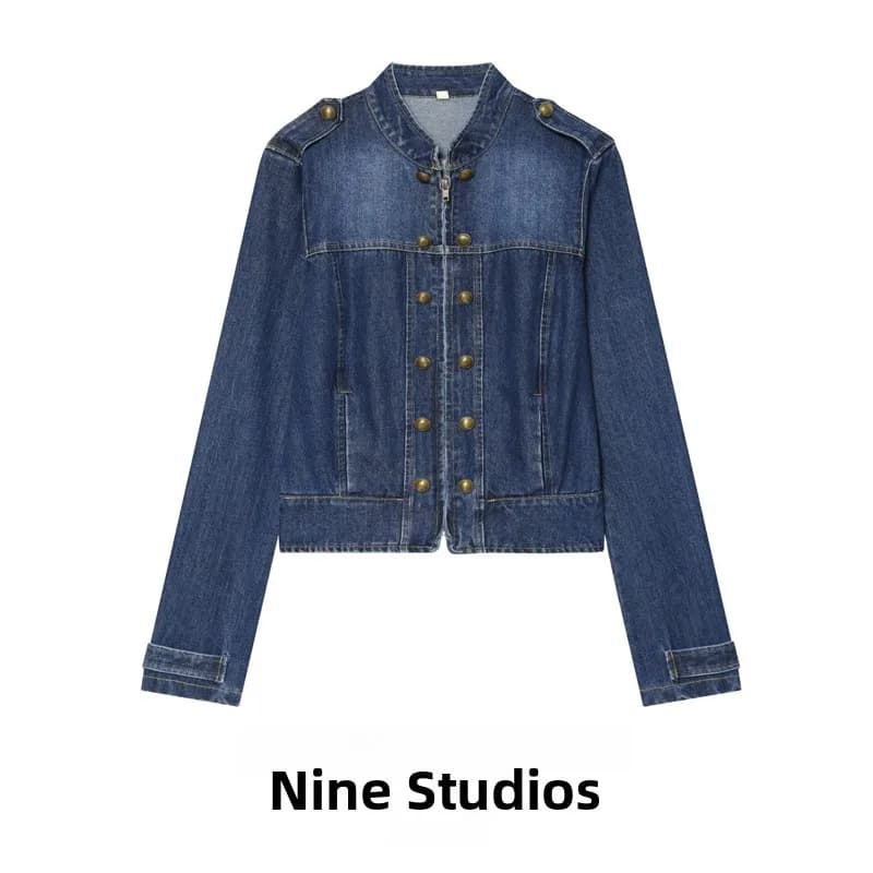 Fashionable Long Sleeve Denim Button up Jacket Women's Short Outerwear Standard Fit Polyester Fiber Summer Season China Made