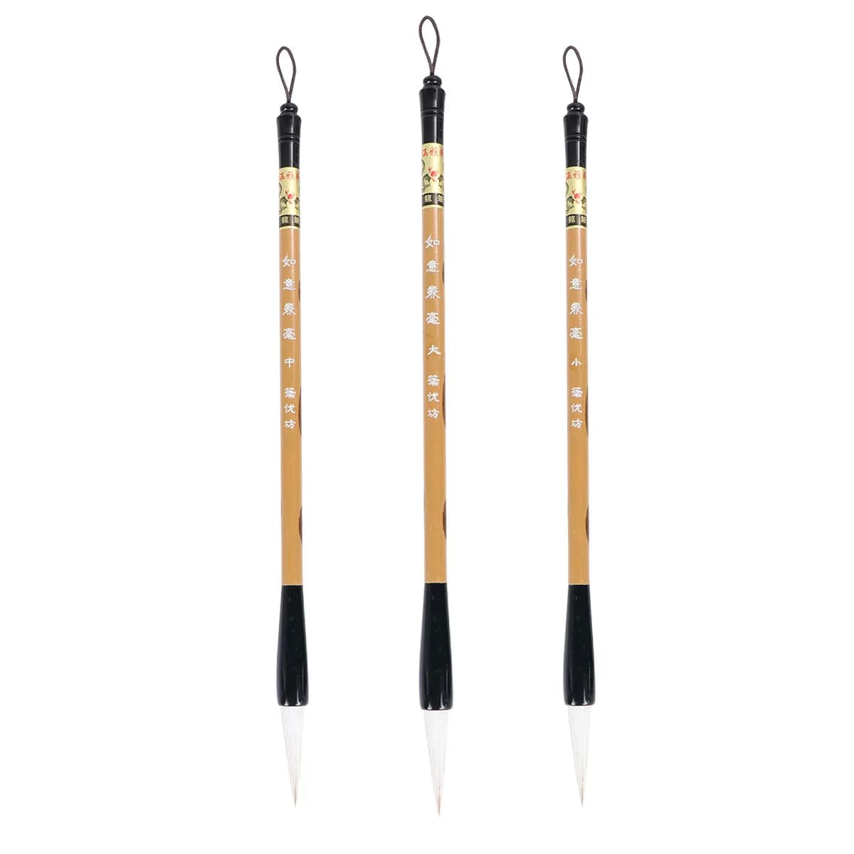 3Pcs Kanji Brush Pen Excellent Wolf Hair Caligraphy Chinese Brush Japanese Chinese Brush Calligraphy Brush Pen Set (Size