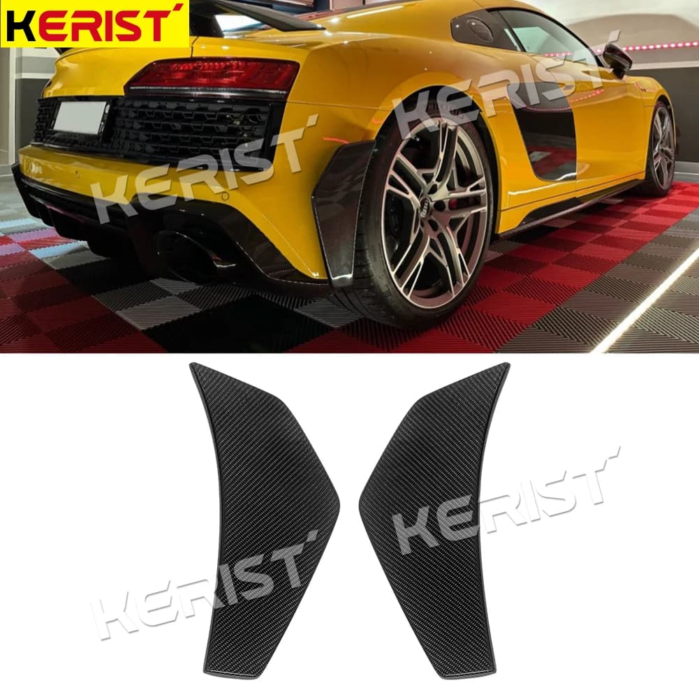 Real Carbon Fiber Fit Audi R8 2019-2023 Rear Bumper Fins Splitters Vent Canards Lip