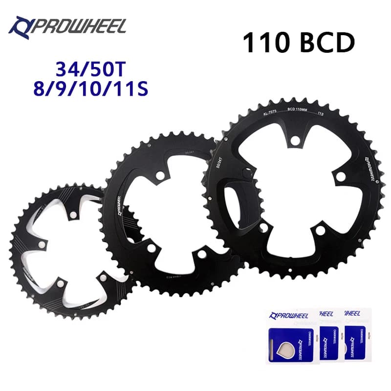 PROWHEEL 110BCD Corona 34T 50T Bici Da Strada Corona 9/10/11 Velocità Doppia Velocità 110 BCD Ruota di Catena Della Bicicletta Parte Della Bici