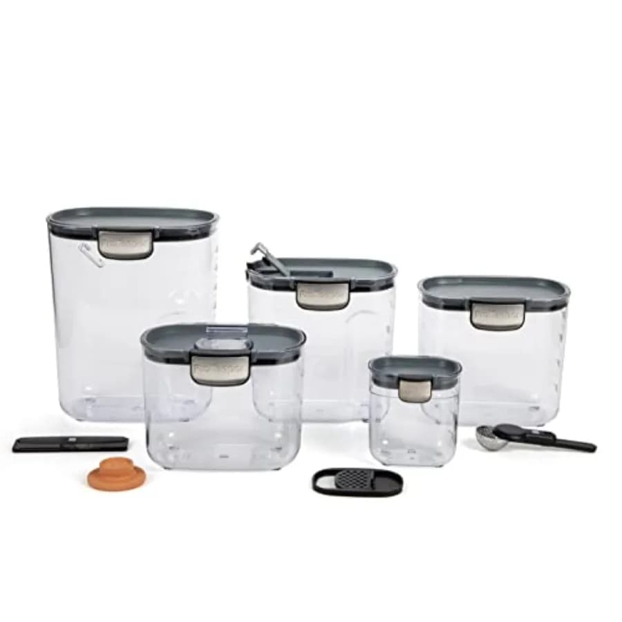 + Airtight Food Storage Container Set Clear Plastic Flour and Sugar Canister Set with Magnetic Accessories for Kitchen Organiza
