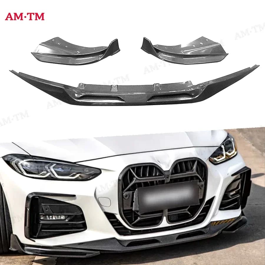 Dry Carbon Fiber For BMW 4 Series 425i 430i G22 G23 2-Door 2021+ Car Front Bumper Splitter Front Lip Chin Spoiler Diffuser Part