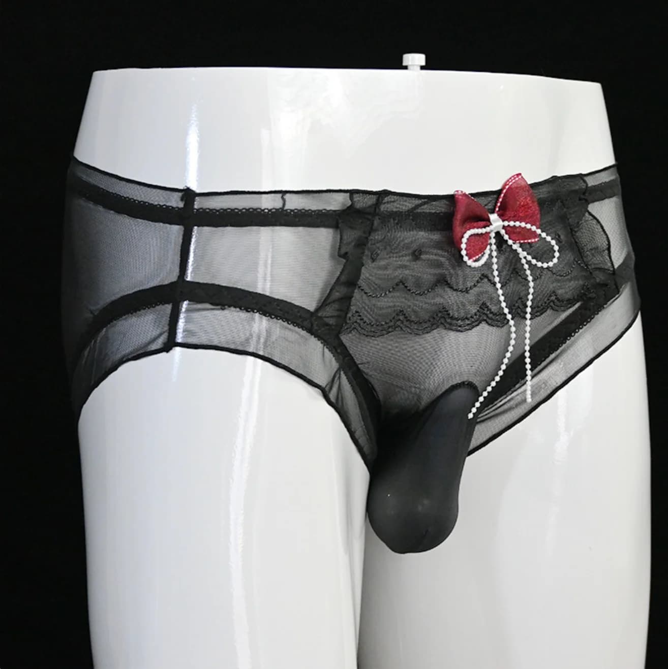 Slip uomo trendy in rete fresca con bordo arricciato, stile principessa, con fiocco, per uomo gay