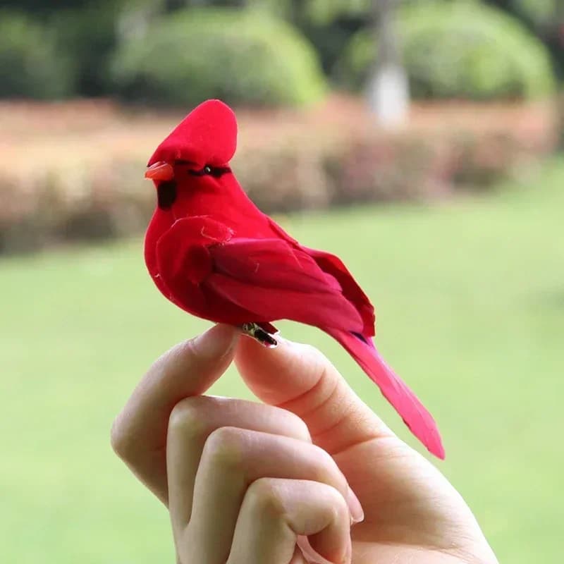 Red Velvet Foam Feather Bird Artificial Imitation Cardinal Birds Model Home Garden Plant Wedding Decoration Ornaments DIY Feast