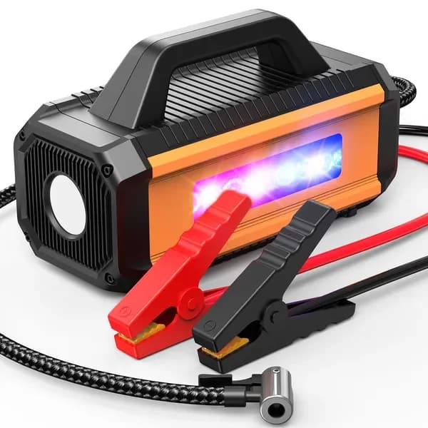 S ZEVZO Avviatore d'Emergenza 2 in 1 per Auto con Compressore d'Aria, Gonfiatore, Caricabatterie, Booster, Power Bank e Torcia